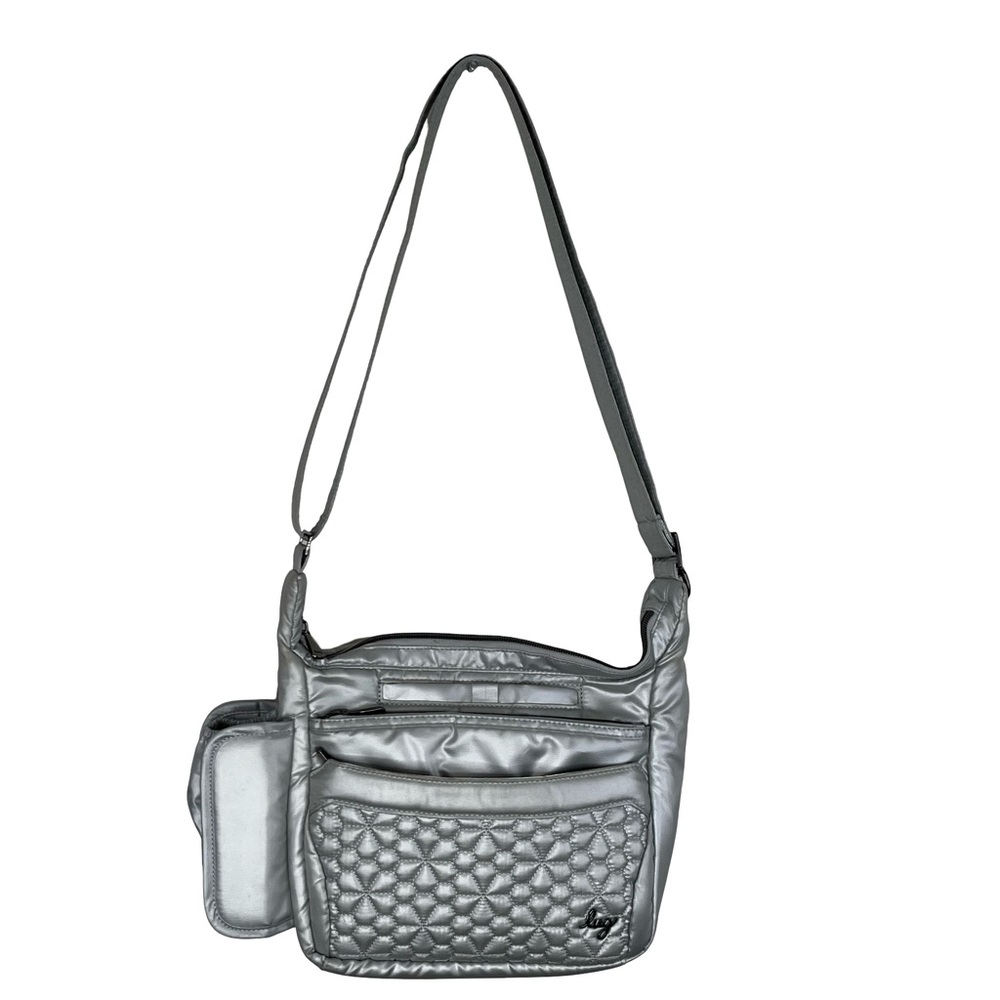 Lugz Silver Crossbody Bag with Quilted Design